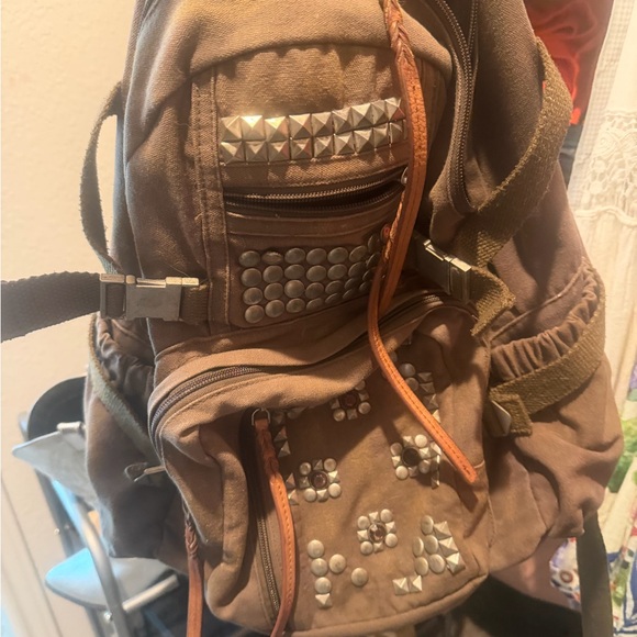 Free People Handbags - Free People Brown Backpack with Silver Studs